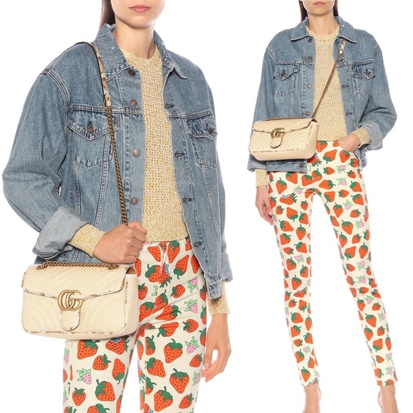 SOLD▪️Gucci Marmont Raffia Snake Crossbody Bag - Picture 10 of 15